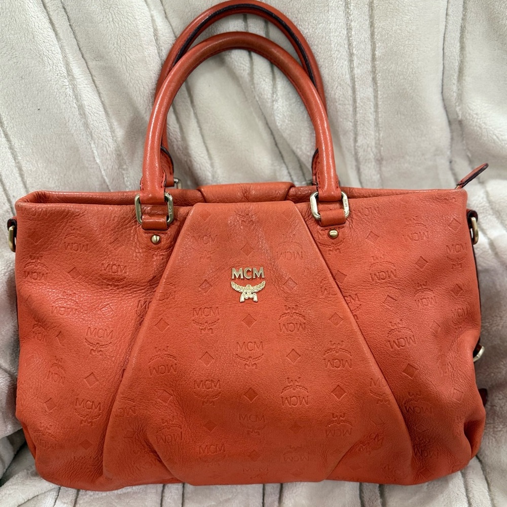 MCM Orange Satchel Bag